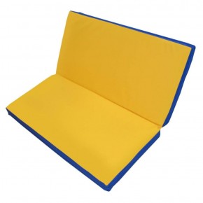 Мат гимнастический 1х1х0,05м складной цв. синий-желтый в Урае - uray.ok-mebel.com | фото 1