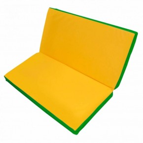 Мат гимнастический 1х1х0,05м складной цв. зеленый-желтый в Урае - uray.ok-mebel.com | фото 1