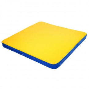 Мат гимнастический 1,36х1,36х0,08м складной закругленные углы цв. синий-желтый (для ДСК Игрунок) в Урае - uray.ok-mebel.com | фото