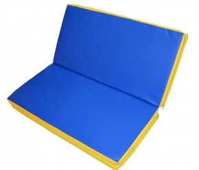 Мат гимнастический 1х1х0,08м складной цв. синий-желтый в Урае - uray.ok-mebel.com | фото