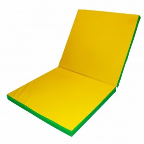 Мат гимнастический 2х1х0,1м складной цв. зеленый-желтый в Урае - uray.ok-mebel.com | фото