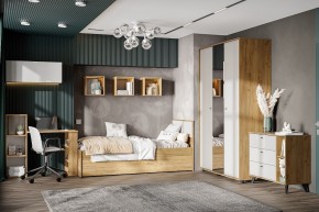 МИЛАН Детская (Дуб Золотой/Белый матовый) в Урае - uray.ok-mebel.com | фото
