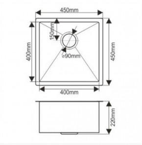 Мойка 4545 MELANA ProfLine 1,2/220 САТИН ЗОЛОТО  врезная квадратная D4545HG в Урае - uray.ok-mebel.com | фото 4