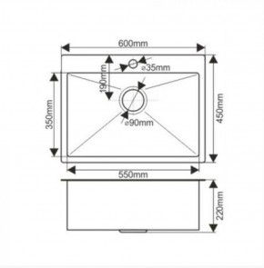 Мойка 6045 MELANA ProfLine 3,0/220 САТИН врезная прямоугольная D6045H в Урае - uray.ok-mebel.com | фото 3