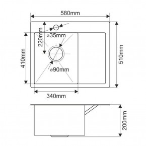 Мойка HD5851L MELANA ProfLine 3,0/200 САТИН врезная прямоугольная с коландером HD5851L в Урае - uray.ok-mebel.com | фото 2