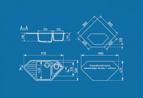 Мойка кухонная ULGRAN U-409 (970*500) в Урае - uray.ok-mebel.com | фото 2