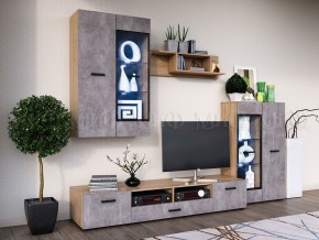 Нэнси New Пенал навесной исп.1 (ЛДСП) Бетон светлый/Сонома в Урае - uray.ok-mebel.com | фото 3