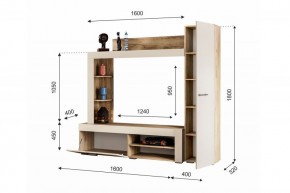 НИКОЛЬ Гостиная (Дуб крафт серый/софт айвори) в Урае - uray.ok-mebel.com | фото 2