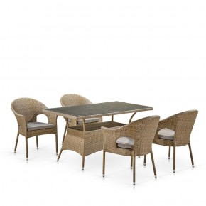Обеденный комплект плетеной мебели T198B/Y79B-W56 Light Brown (4+1) в Урае - uray.ok-mebel.com | фото 1