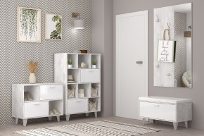 Обувница Эго Об-1 (на ножках) Бетон светлый/Белый глянец в Урае - uray.ok-mebel.com | фото 2