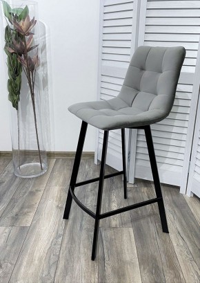 Полубарный стул CHILLI-QB SQUARE светло-серый #26, велюр / черный каркас (H=66cm) М-City в Урае - uray.ok-mebel.com | фото 2