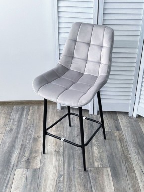 Полубарный стул ХОФМАН, цвет H-09 Светло-серый, велюр / черный каркас H=63cm М-City в Урае - uray.ok-mebel.com | фото 4