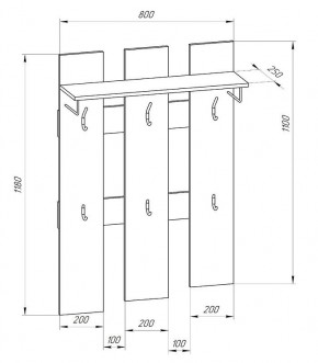 Прихожая-вешалка большая 800 в Урае - uray.ok-mebel.com | фото 2