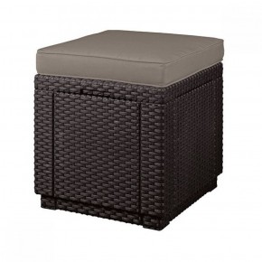 Пуфик Куб с подушкой (Cube with cushion) коричневый - серо-бежевый* в Урае - uray.ok-mebel.com | фото