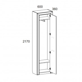 Шкаф 1DW, OLIVIA, цвет вудлайн крем/дуб анкона в Урае - uray.ok-mebel.com | фото 2