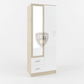 Шкаф 2-х створчатый с зеркалом Софи СШК 800.3 (дуб сонома/белый глянец) в Урае - uray.ok-mebel.com | фото
