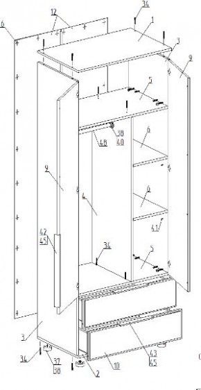Шкаф 2-ств. с 2 ящиками "Лео" в Урае - uray.ok-mebel.com | фото 2