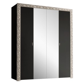Шкаф 4-х дв. (с зеркалами)  Premium черная/серебро (ТФШ1/4(П) в Урае - uray.ok-mebel.com | фото