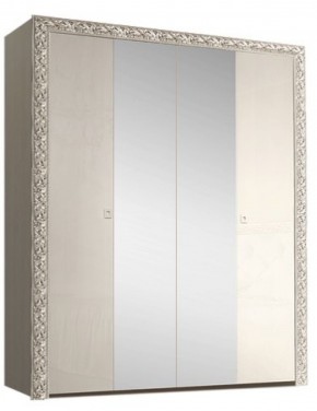 Шкаф 4-х дв. (с зеркалами) Premium слоновая кость/серебро (ТФШ1/4(П) в Урае - uray.ok-mebel.com | фото