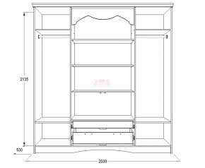 Шкаф 4-х дверный для одежды и белья Ольга-10 МДФ в Урае - uray.ok-mebel.com | фото 2