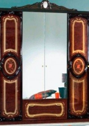 Шкаф 4-х дверный с зеркалами (01.144) Роза (могано) в Урае - uray.ok-mebel.com | фото