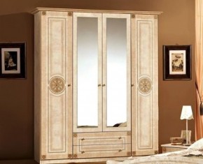 Шкаф 4-х дверный с зеркалами (02.144) Рома (беж) в Урае - uray.ok-mebel.com | фото