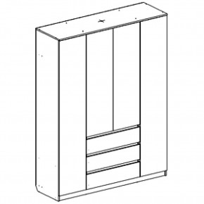 Шкаф 4-ств. с 3 ящиками "Бьянко" в Урае - uray.ok-mebel.com | фото 3