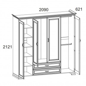 Шкаф 4D2S Z, TIFFANY, цвет вудлайн кремовый в Урае - uray.ok-mebel.com | фото