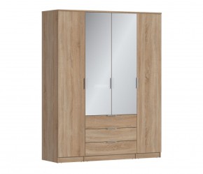 Шкаф 4х дверный с зеркалами Николь СБ-2595/1 (Дуб Сонома) в Урае - uray.ok-mebel.com | фото