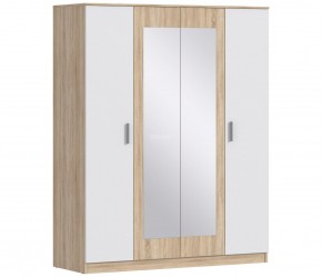 Шкаф 4х дверный с зеркалами Уют СБ-2750/1 (Дуб Сонома/Белый) в Урае - uray.ok-mebel.com | фото