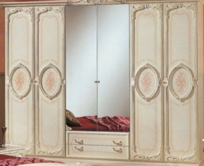 Шкаф 6-и дверный с зеркалами (01.146) Роза (беж) в Урае - uray.ok-mebel.com | фото