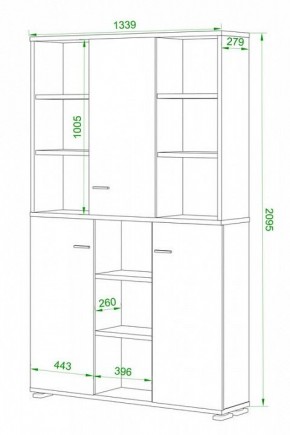 Шкаф книжный Домино нельсон ПУ-40-3 в Урае - uray.ok-mebel.com | фото 2