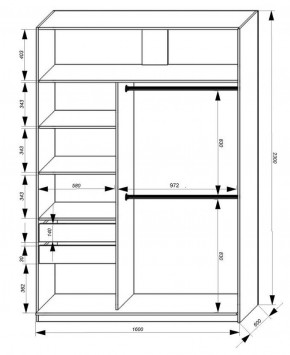 Шкаф-купе 1600 серии SOFT D8+D2+B2+PL4 (2 ящика+F обр.штанга) профиль «Графит» в Урае - uray.ok-mebel.com | фото 2