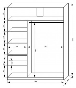 Шкаф-купе 1800 серии SOFT D1+D3+B2+PL1 (2 ящика+1штанга) профиль «Графит» в Урае - uray.ok-mebel.com | фото 3