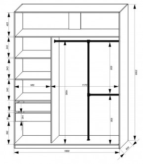 Шкаф-купе 1800 серии SOFT D8+D2+B2+PL4 (2 ящика+F обр.штанга) профиль «Графит» в Урае - uray.ok-mebel.com | фото 3