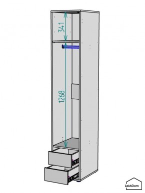 Шкаф Linnea MHR-1-3 2050х400х510 (ДВ-М 11.1.25) в Урае - uray.ok-mebel.com | фото 3