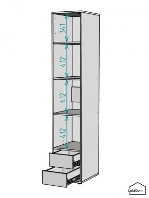 Шкаф Linnea MHR-1-4 2050х400х510 (ДВ-М 11.1.25) в Урае - uray.ok-mebel.com | фото 3