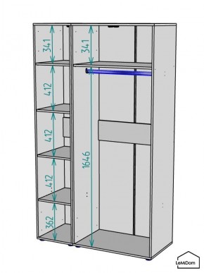 Шкаф Linnea MHR-3-1 2050х1200х510 (ДВ-М 11.1.25) в Урае - uray.ok-mebel.com | фото 3