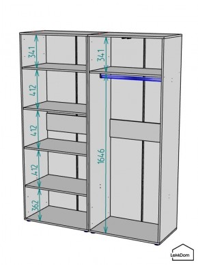 Шкаф Linnea MHR-4-1 2050х1600х510 (Графит-М 11.1.25) в Урае - uray.ok-mebel.com | фото 3