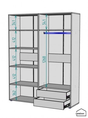 Шкаф Linnea MHR-4-2 2050х1600х510 (ДВ-М 11.1.25) в Урае - uray.ok-mebel.com | фото 3