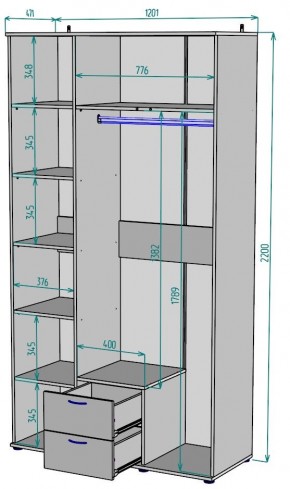 Шкаф Ольга H54 в Урае - uray.ok-mebel.com | фото 2