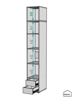 Шкаф с антресолью Linnea MHR-1A-4 2450х400х510 (ДВ-М 11.1.25) в Урае - uray.ok-mebel.com | фото 3