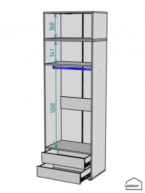 Шкаф с антресолью Linnea MHR-2A-3 2450х800х510 (ДВ-М 11.1.25) в Урае - uray.ok-mebel.com | фото 3