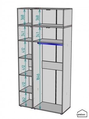 Шкаф с антресолью Linnea MHR-3A-1 2450х1200х510 (Графит-М 11.1.25) в Урае - uray.ok-mebel.com | фото 3