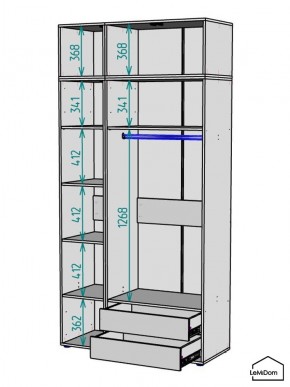 Шкаф с антресолью Linnea MHR-3A-2 2450х1200х510 (Графит-М 11.1.25) в Урае - uray.ok-mebel.com | фото 3