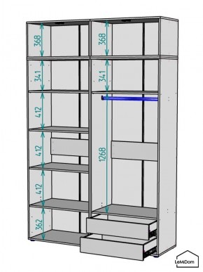 Шкаф с антресолью Linnea MHR-4A-2 2450х1600х510 (ДВ-М 11.1.25) в Урае - uray.ok-mebel.com | фото 3
