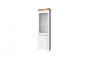 Шкаф с витриной  1V1D, TAURUS, цвет белый/дуб вотан в Урае - uray.ok-mebel.com | фото