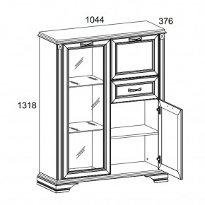 Шкаф с витриной 1V2D1S, MONAKO, цвет Сосна винтаж/дуб анкона в Урае - uray.ok-mebel.com | фото 2