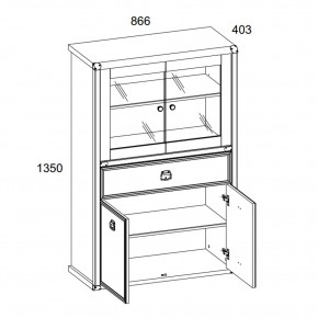 Шкаф с витриной 2V2D1SL, MAGELLAN, цвет Сосна винтаж в Урае - uray.ok-mebel.com | фото 3