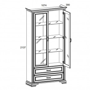 Шкаф с витриной 2V2S, MONAKO, цвет Сосна винтаж/дуб анкона в Урае - uray.ok-mebel.com | фото 2